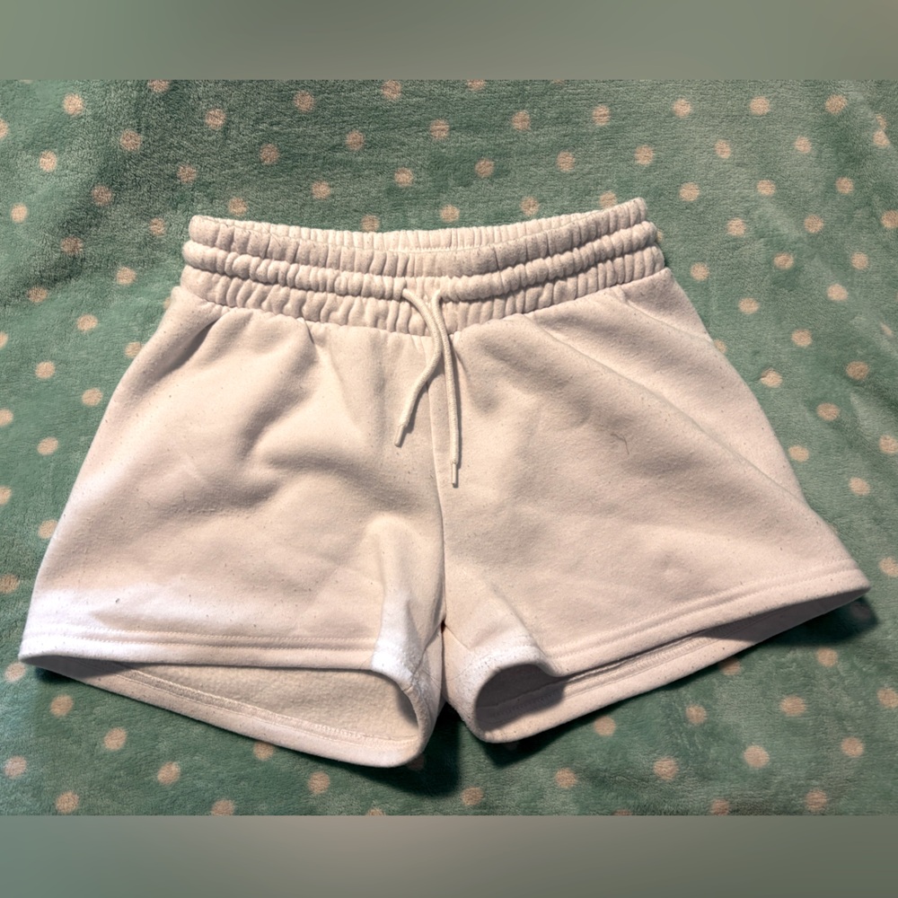 White and Black Athletic Shorts with Elastic Waistband